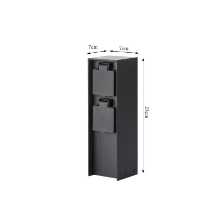 Brilagi - Coluna de tomadas para exterior PILLAR 2Z SCHUKO 230 V IP44 preta