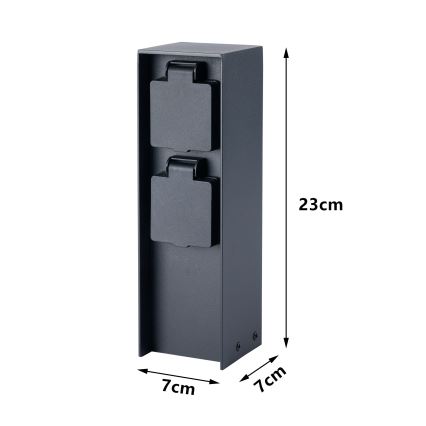 BRILAGI - Coluna de tomadas para exterior PILLAR 2Z SCHUKO 230 V IP44 preta