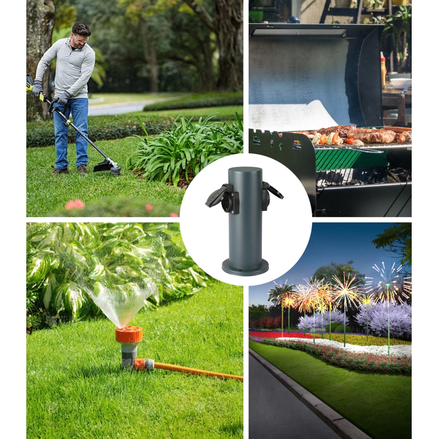 Brilagi - Coluna exterior com tomada PILLAR 2Z SCHUKO 230V IP44 antracite