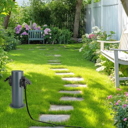 Brilagi - Coluna exterior com tomada PILLAR 2Z SCHUKO 230V IP44 antracite