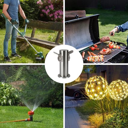 Brilagi - Coluna exterior com tomada PILLAR 2Z SCHUKO 230V IP44 cromado mate