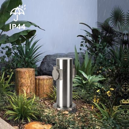 Brilagi - Coluna exterior com tomada PILLAR 2Z SCHUKO 230V IP44 cromado mate