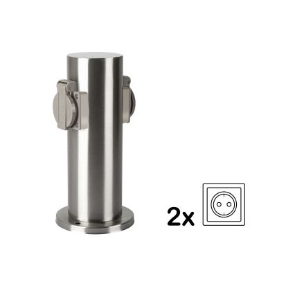 Brilagi - Coluna exterior com tomada PILLAR 2Z SCHUKO 230V IP44 cromado mate