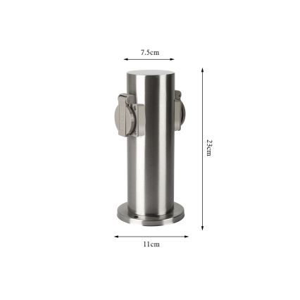 Brilagi - Coluna exterior com tomada PILLAR 2Z SCHUKO 230V IP44 cromado mate