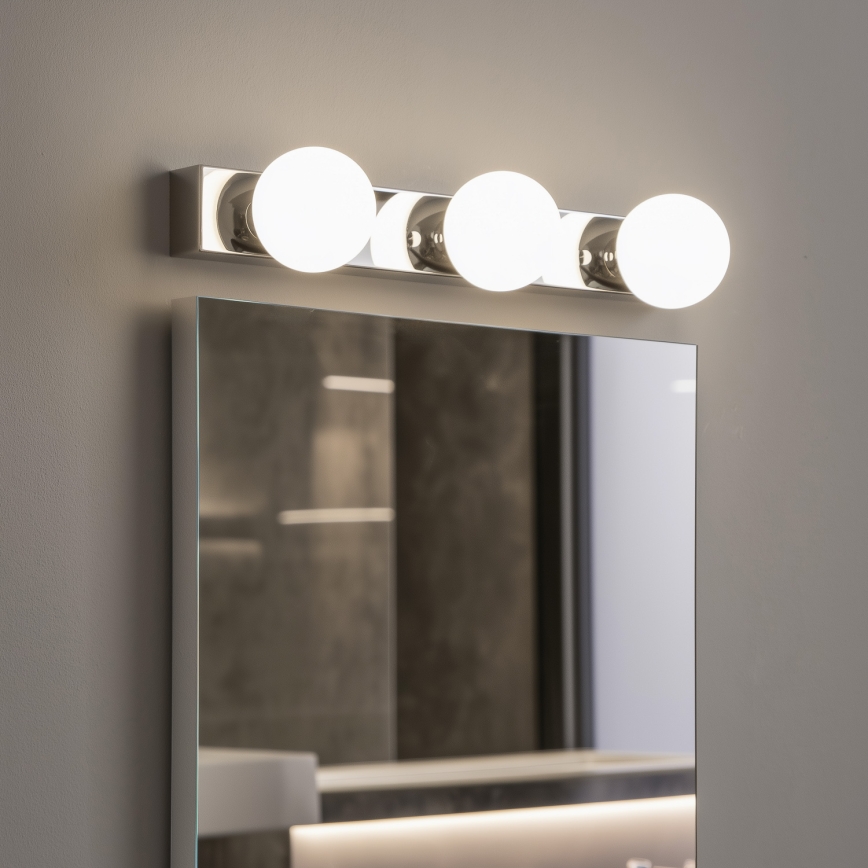 BRILAGI - Conjunto de 2 apliques de parede LED para casa de banho HOLLYWOOD 3xLED/3W/230V 39 cm IP44 cromado brilhante