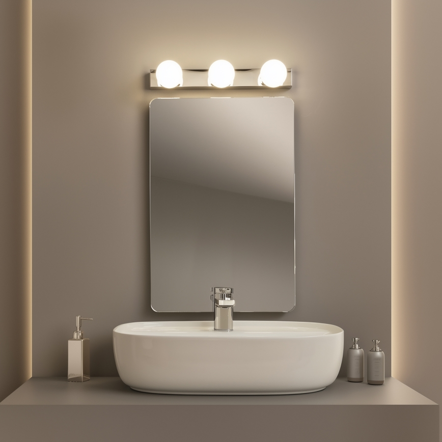 BRILAGI - Conjunto de 2 apliques de parede LED para casa de banho HOLLYWOOD 3xLED/3W/230V 39 cm IP44 cromado brilhante