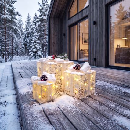 BRILAGI - Conjunto de 3 LEDs de decoração de Natal para exterior LED/230V IP44 presentes