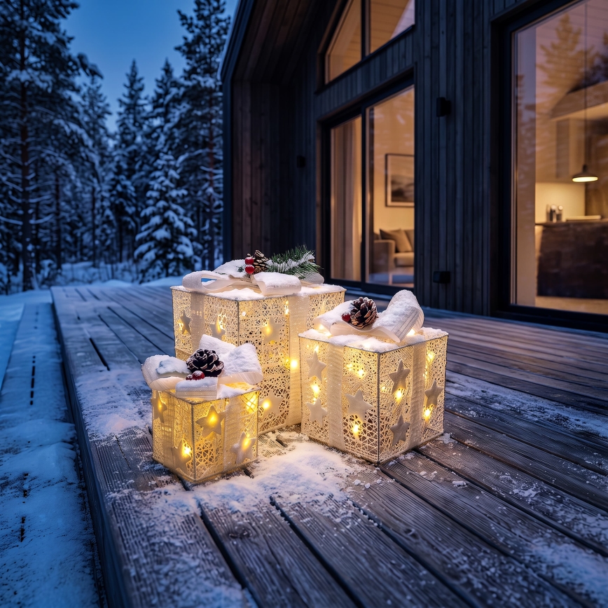BRILAGI - Conjunto de 3 LEDs de decoração de Natal para exterior LED/230V IP44 presentes
