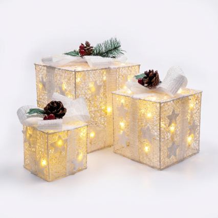 BRILAGI - Conjunto de 3 LEDs de decoração de Natal para exterior LED/230V IP44 presentes