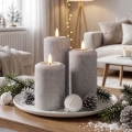 BRILAGI - Conjunto de 3 velas LED, alimentadas por 2xAA, cinzento