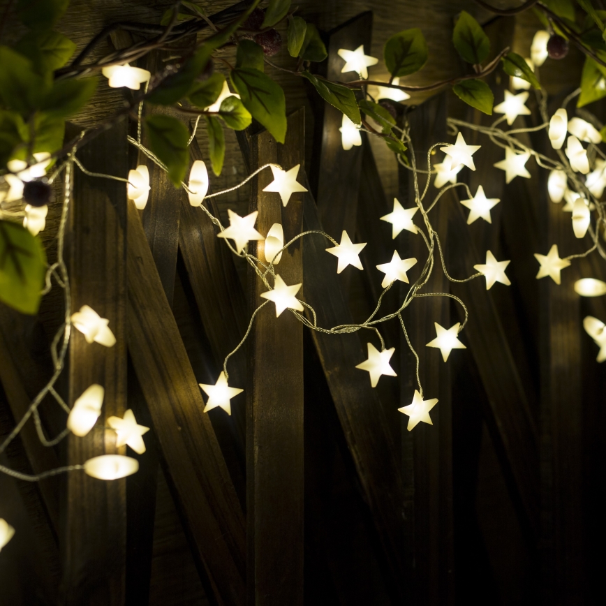 Brilagi - Cordão de luzes de Natal LED 40xLED/3xAA 1,8m branco quente estrelas