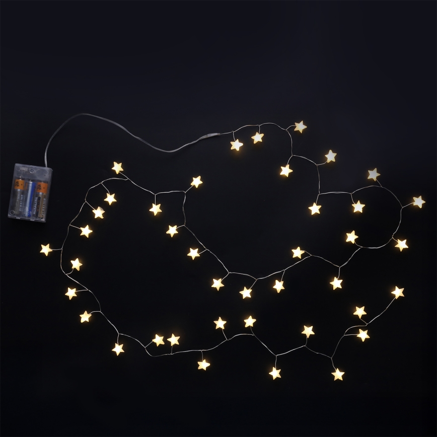 Brilagi - Cordão de luzes de Natal LED 40xLED/3xAA 1,8m branco quente estrelas