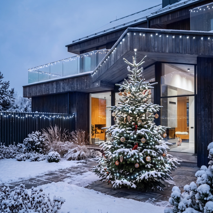 BRILAGI - Cordão de luzes de Natal LED para exterior 1000xLED/8 modos 105 m IP44 branco frio