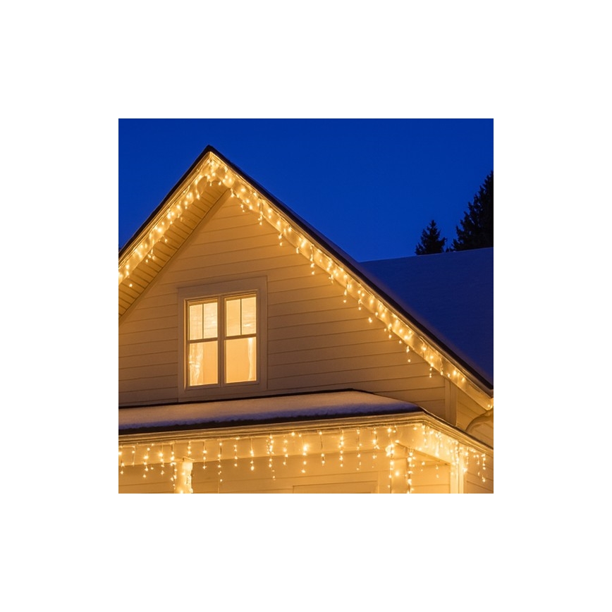 BRILAGI - Guirlanda LED de Natal para exterior, 360 LEDs / 8 modos, 14 m, IP44, branco quente, em formato de pingentes
