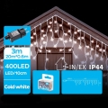 Brilagi - Cordão de luzes de Natal LED para exterior 400xLED/8 funções 23x0,6m IP44 branco frio