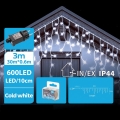 BRILAGI - Cordão de luzes de Natal LED para exterior 600xLED/6W/8 funções 33x0,6m IP44 branco frio