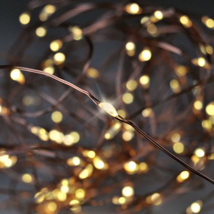 Brilagi - Cordão de luzes LED, 100 LEDs, 3xAA, 10 m, branco quente