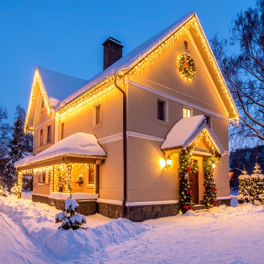 Brilagi - Cordão de Natal LED para exterior, 360 LEDs, 8 modos, 14 m, IP44, branco quente, pingentes de gelo