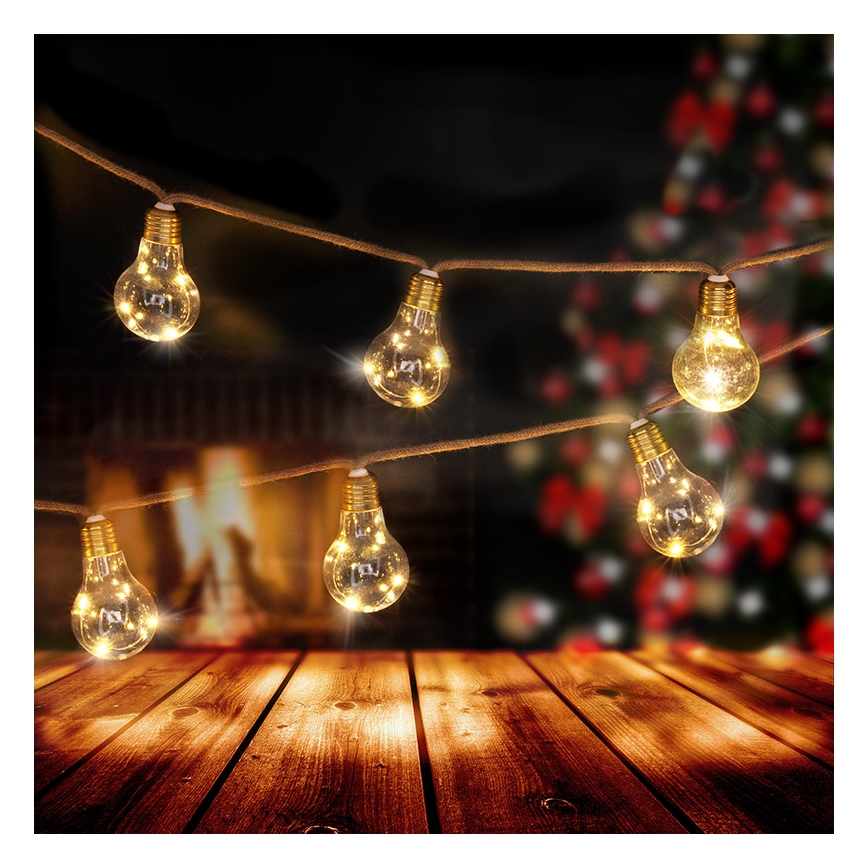 BRILAGI - Cordão de luzes LED decorativo 10xLED/3xAA 1,8m branco quente