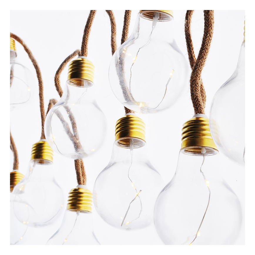 BRILAGI - Cordão de luzes LED decorativo 10xLED/3xAA 1,8m branco quente