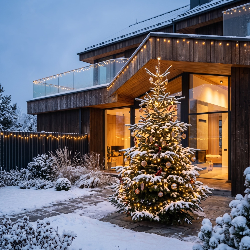 BRILAGI - Cordão de Natal LED para exterior 1000xLED/8 funções, 105 m, IP44, branco quente