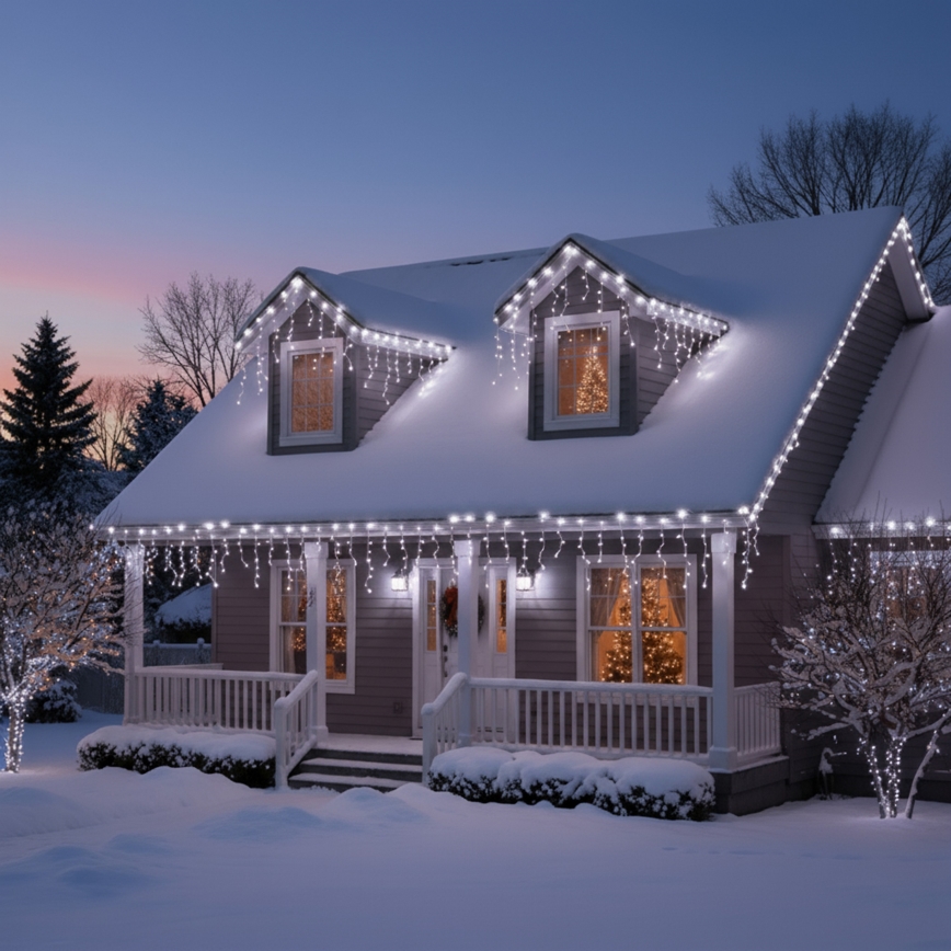 Brilagi - LED Luzes de Natal para Exterior 200 LEDs/8 funções 13m IP44 branco frio (estalactites)