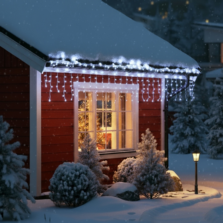 BRILAGI - Cordão de Natal LED para exterior 400xLED/8 funções 23m IP44 branco frio