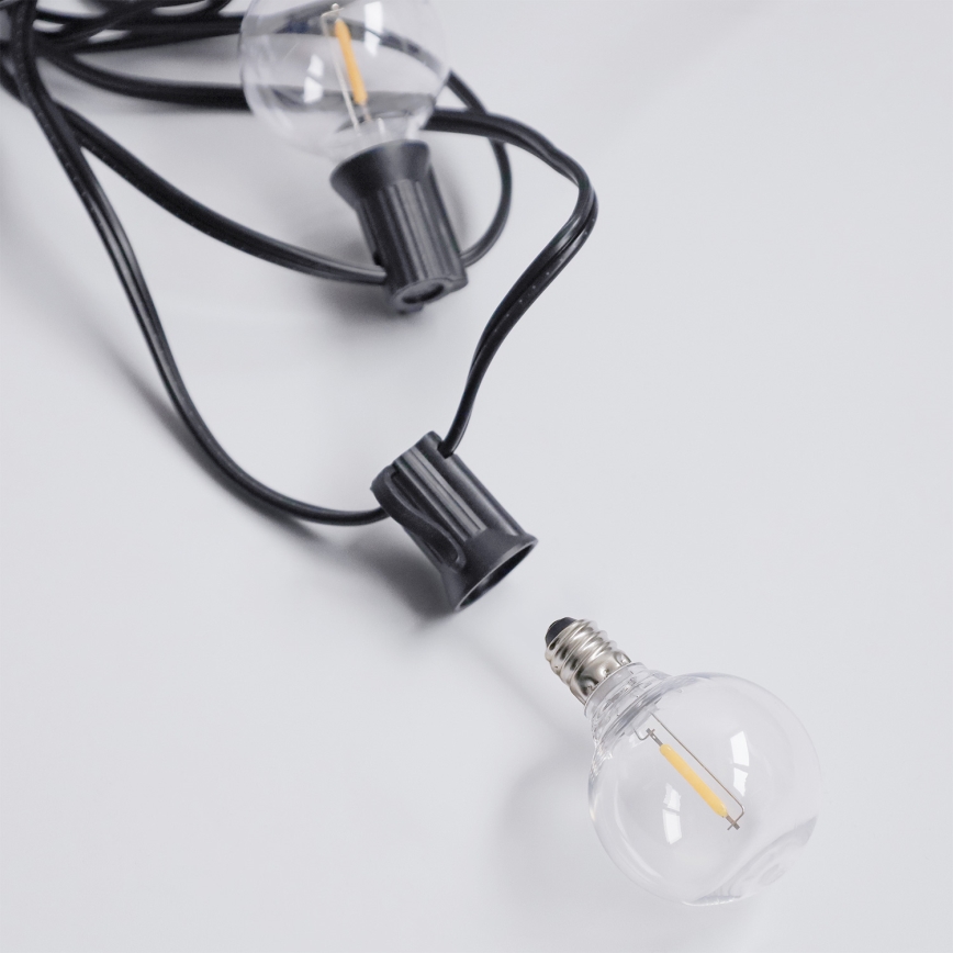 Brilagi - Cordão decorativo LED para exterior GIRLANDA 25xE12/0,36W/24V 20m preto IP44 branco quente
