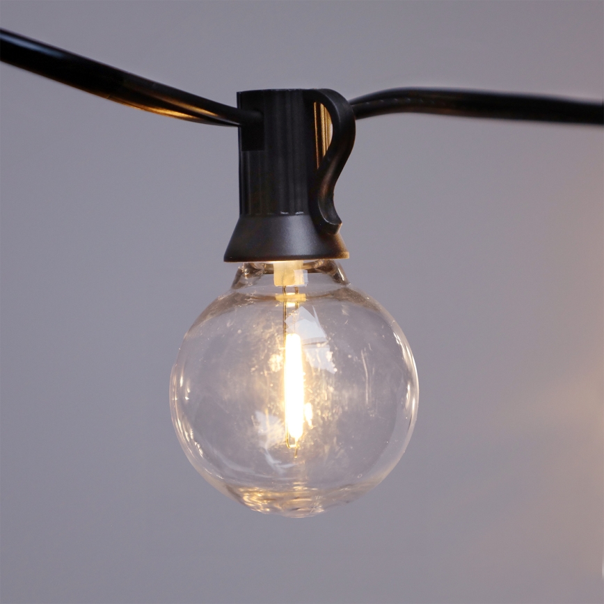Brilagi - Cordão decorativo LED para exterior GIRLANDA 25xE12/0,36W/24V 20m preto IP44 branco quente