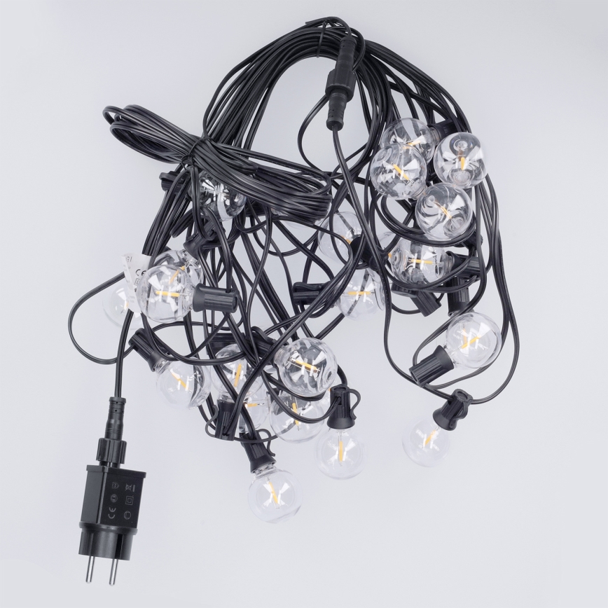 Brilagi - Cordão decorativo LED para exterior GIRLANDA 25xE12/0,36W/24V 20m preto IP44 branco quente