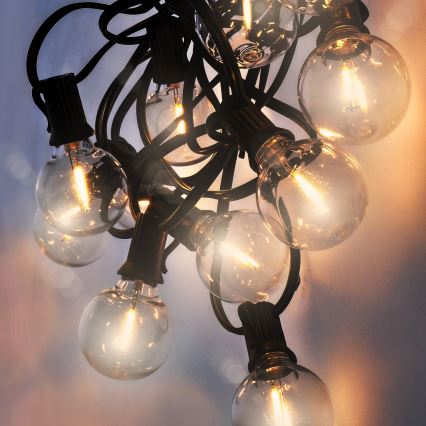 Brilagi - Guirlanda LED decorativa para exterior 25xE12/0,36W/24V 20m preta IP44 branca quente