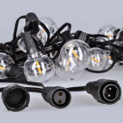 Brilagi - Guirlanda LED decorativa para exterior 25xE12/0,36W/24V 20m preta IP44 branca quente