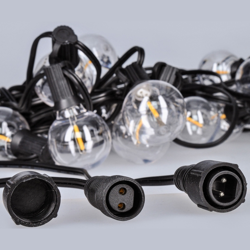 Brilagi - Guirlanda LED decorativa para exterior 25xE12/0,36W/24V 20m preta IP44 branca quente