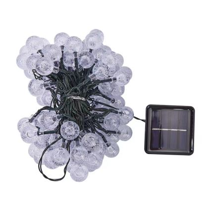 Brilagi - Guirlanda decorativa solar LED BUBBLE, 100 LEDs, 8 funções, 10 m, IP65, branco quente, 600 mAh