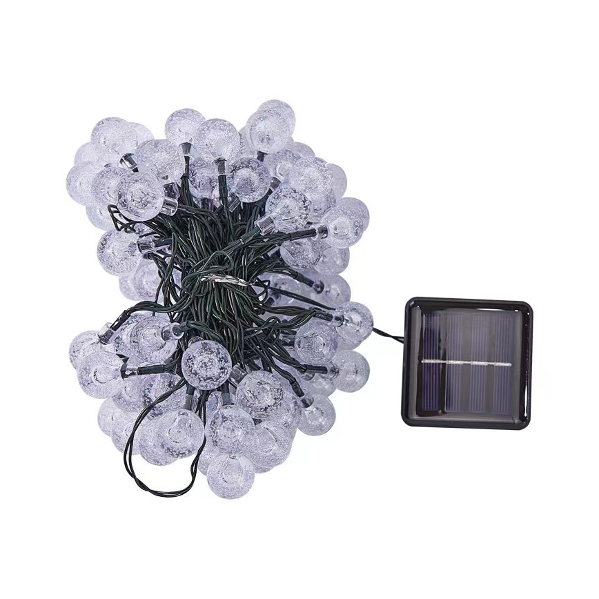 Brilagi - Guirlanda decorativa solar LED BUBBLE, 100 LEDs, 8 funções, 10 m, IP65, branco quente, 600 mAh