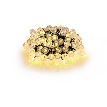 Brilagi - Guirlanda decorativa solar LED BUBBLE, 100 LEDs, 8 funções, 10 m, IP65, branco quente, 600 mAh