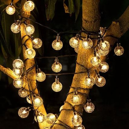 Brilagi - Guirlanda decorativa solar LED BUBBLE, 200 LEDs / 8 funções, 20 m, IP65, branco quente, 800 mAh