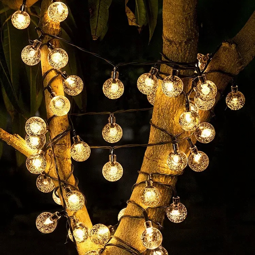 Brilagi - Guirlanda decorativa solar LED BUBBLE, 200 LEDs / 8 funções, 20 m, IP65, branco quente, 800 mAh