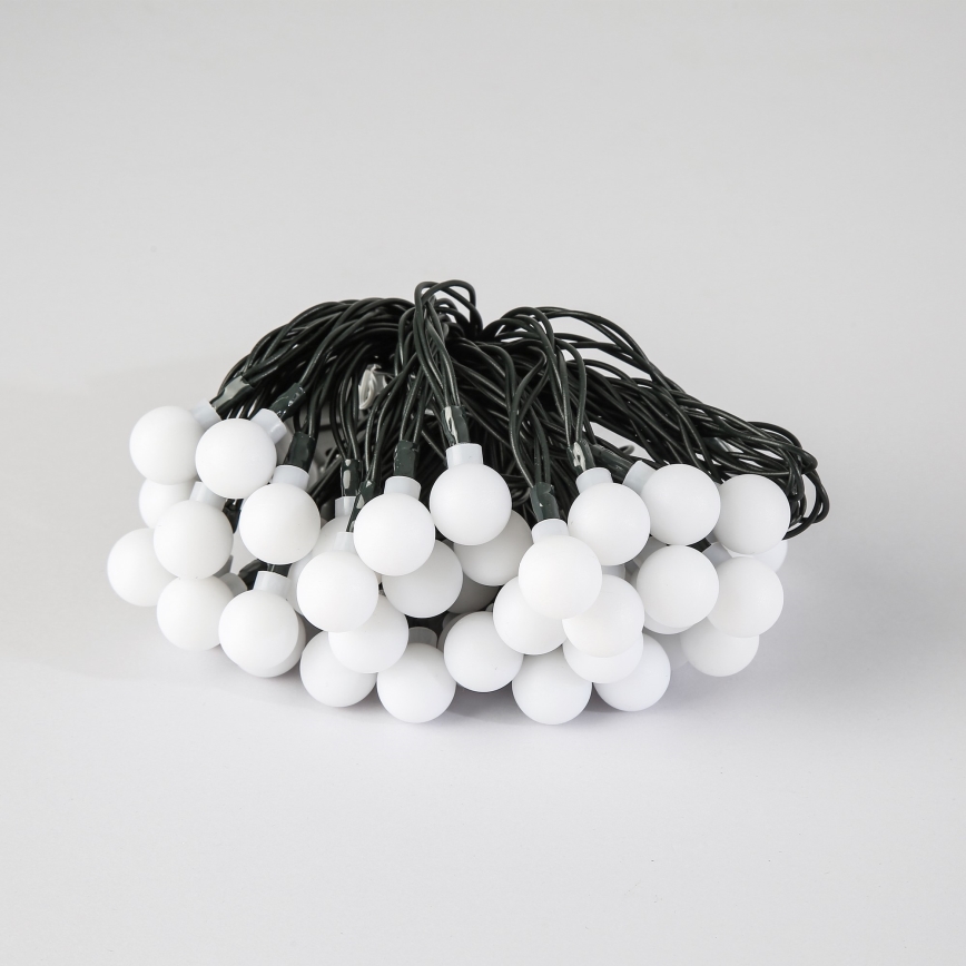 Brilagi - Guirlanda decorativa solar LED BUBBLE, 50 LEDs, 8 modos, 7 m, IP65, branco quente, 600 mAh