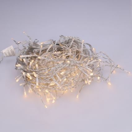 Brilagi - Cadeia de luzes LED para exterior, 200 LEDs, 8 funções, 13 m, IP44, branco quente, em formato de pingentes (icicles)