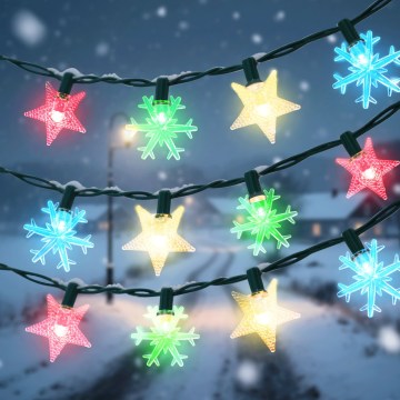BRILAGI - Cordão solar de Natal com 50 LEDs, 8 funções, 12 m, 800 mAh, IP65, multicolorido
