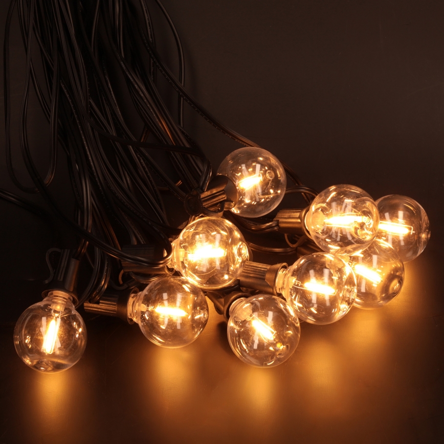 Brilagi - Guirlanda LED decorativa para exterior, 10xE12/0,6W/230V, 8m, preta, IP44, luz branca quente