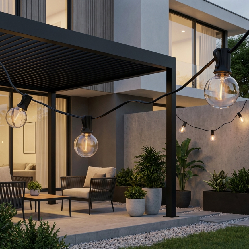 Brilagi - Guirlanda LED decorativa para exterior, 10xE12/0,6W/230V, 8m, preta, IP44, luz branca quente