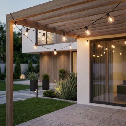 Brilagi - Guirlanda LED decorativa para exterior, 10xE12/0,6W/230V, 8m, preta, IP44, luz branca quente