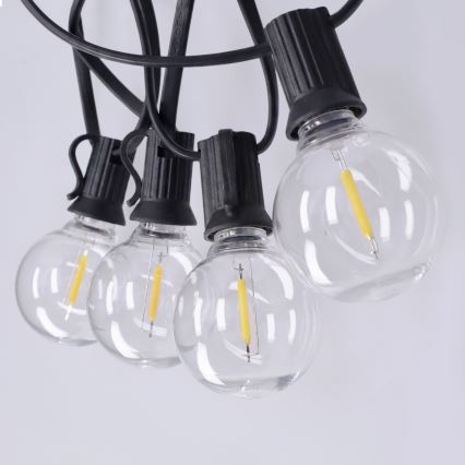 Brilagi - Guirlanda LED decorativa para exterior, 10xE12/0,6W/230V, 8m, preta, IP44, luz branca quente