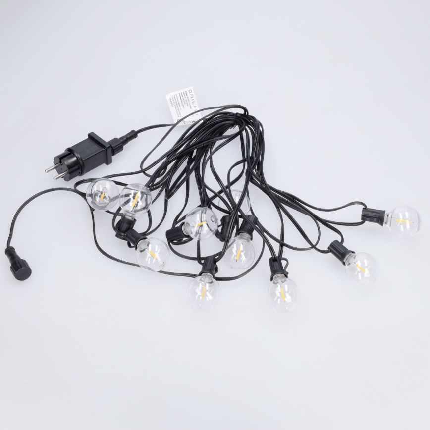 Brilagi - Guirlanda LED decorativa para exterior, 10xE12/0,6W/230V, 8m, preta, IP44, luz branca quente
