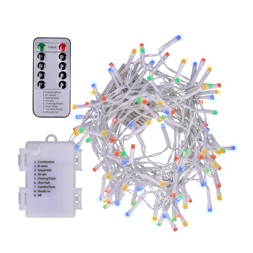 Brilagi - Corrente exterior de Natal LED 120xLED/8 funções/3xAA 9,5m IP44 multicolor + controlo remoto