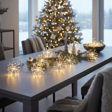 Brilagi - Corrente luminosa LED de Natal para exterior, 150 LEDs, 5 m, IP44, branco quente, efeito de fogos de artifício