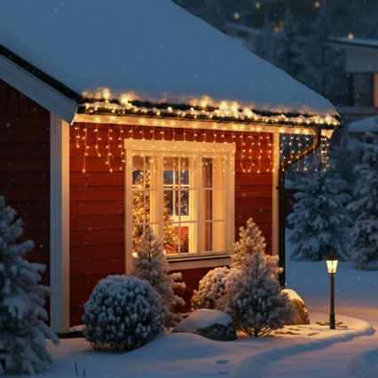 Brilagi - Corrente luminosa LED de Natal para exterior 400xLED/8 funções 23m IP44 branco quente
