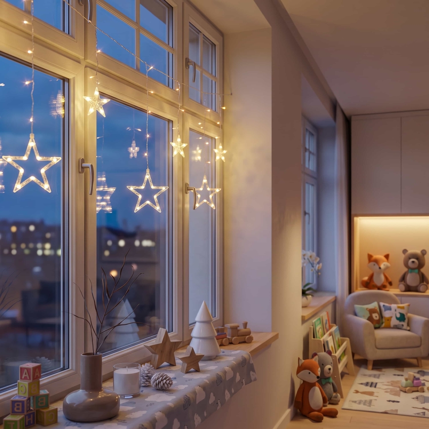 BRILAGI - Cortina de Natal LED 77xLED/3xAA/USB 1,8m branco quente